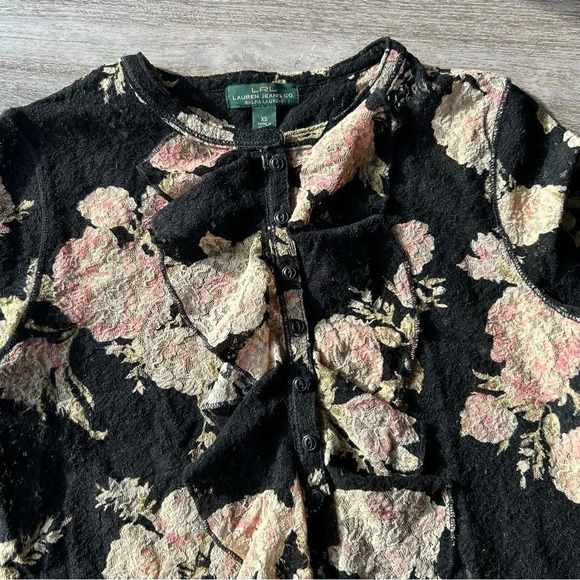 Ralph Lauren Floral Print Lace Stretch Blouse - Picture 7 of 15